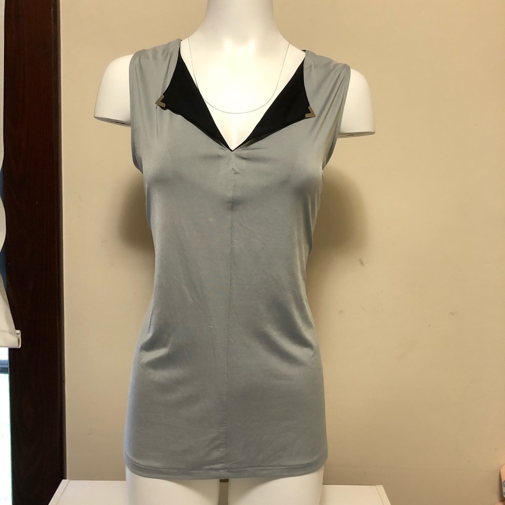 Worthington Silver/Black 2-tone Sleeveless Blouse